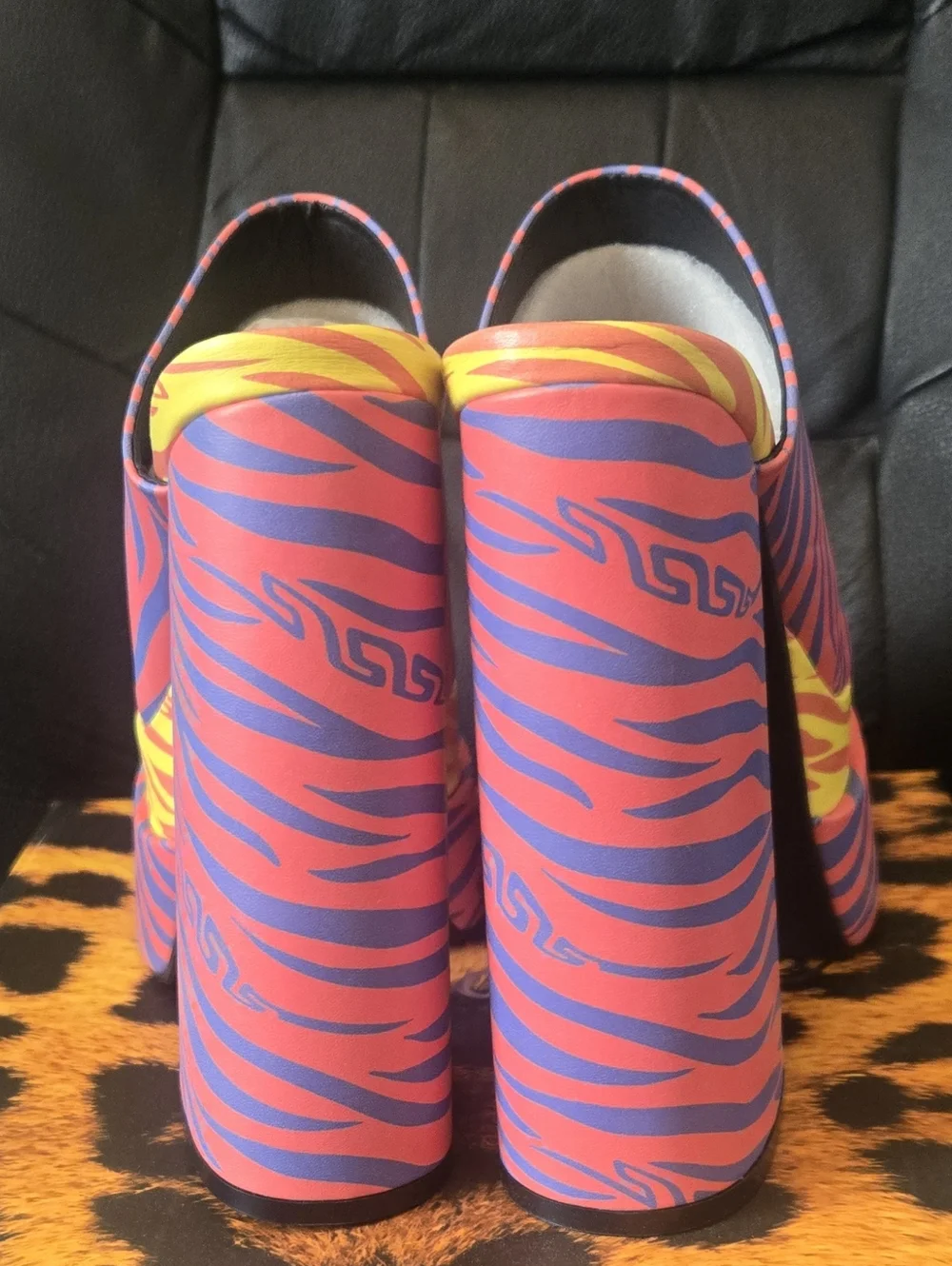 Bold Multicolor Zebra Print Platform Mules - Picture 4 of 6